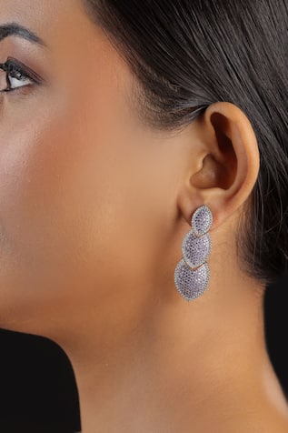 Blue Diamond Embellished Stud Earrings 