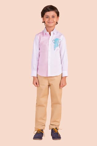 Partykles Elephant Embroidered Cotton Shirt 