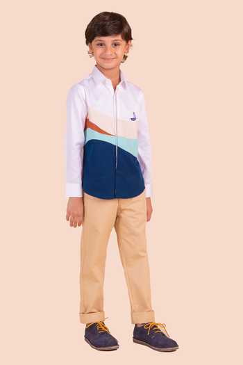 Partykles Multi Color Boat Motif Embroidered Shirt 