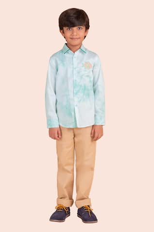Partykles Fish Embroidered Tie-Dye Shirt 
