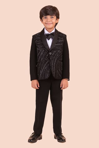 Partykles Black Beaded Embroidered Tuxedo 