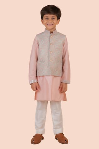 Geometric Print Bundi Kurta Set 
