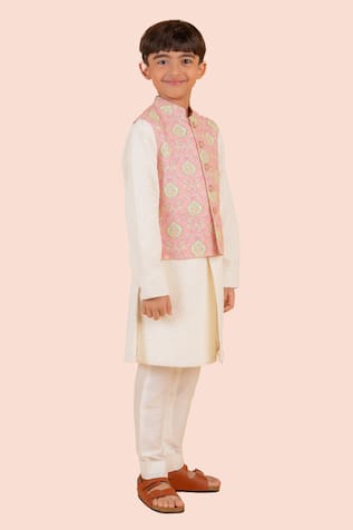 Partykles Floral Printed Bundi Kurta Set 