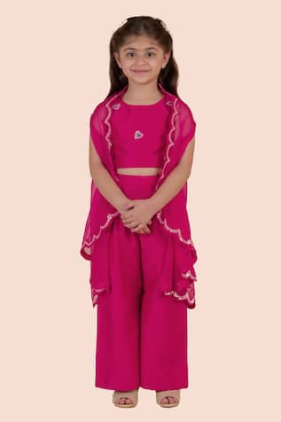 Partykles Rani Pink Sequin Cape Pant Set 