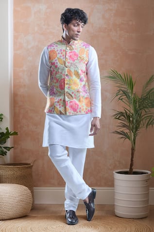 Floral Botanical Print Bandi & Kurta Set 