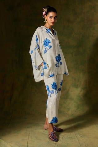 Jodi Floral Handblock Print Shirt & Pant Set 