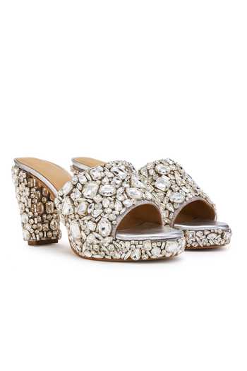 Anaar Satin Stone Embellished Block Heels 