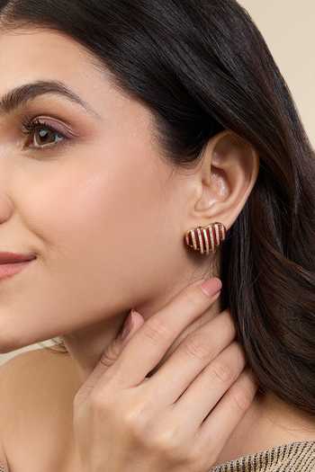 Isharya Heartbeat Enamel Stud Earrings 