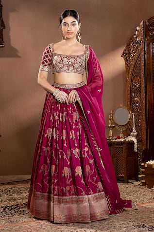 wildflower by krishna Rosette Vine Pattern Lehenga Set 