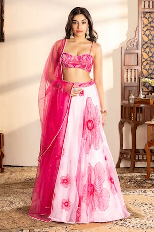 wildflower by krishna Flower Embroidered Lehenga Set 