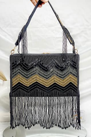Chevron Nalki Fringe Embellished Bag 