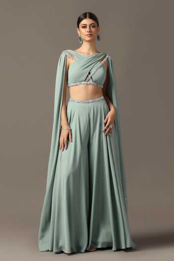 Pooja Peshoria Draped Top & Sharara Set 