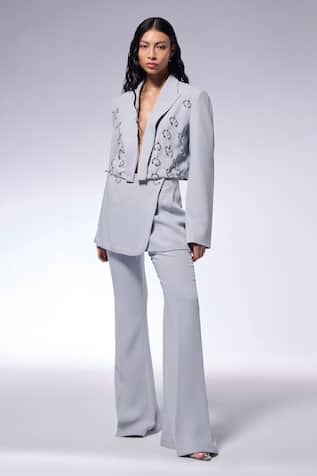 Cilvr Hand Embellished Cropped Blazer 