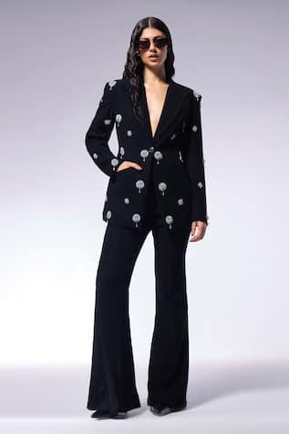 CILVR Floral Hand Embroidered Blazer & Pant Set 