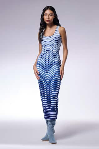 CILVR Trompe-l-Oeil Print Midi Dress 