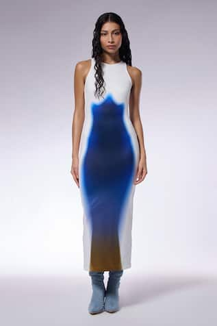 CILVR Gradient Trompe-l-Oeil Print Dress 