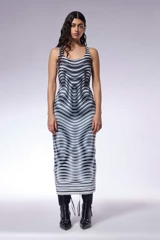 CILVR Trompe-l-Oeil Optic Print Dress 