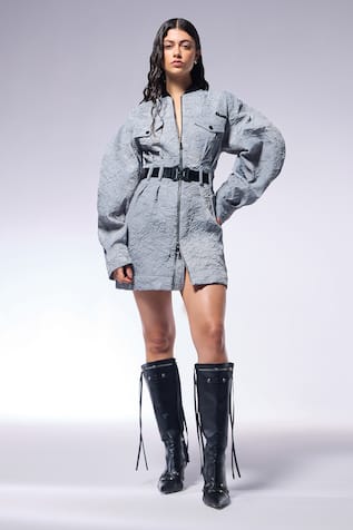 CILVR Front Zip Up Trucker Dress 