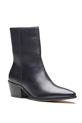 Black Genuine Crust Leather Boots 