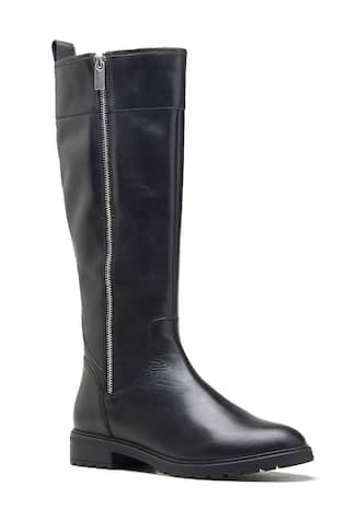 Black Genuine Leather Long Boots 