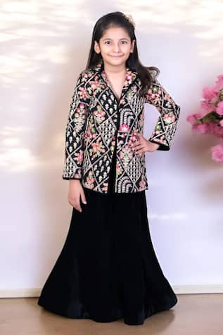 FAYON KIDS x AZA Floral Embroidered Kurta With Sharara 