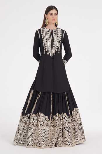 Abhinav Mishra Gardenia Mirror Embroidered Kurta & Lehenga 