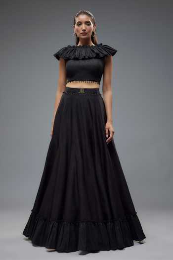 Rocky Star Bead Embellished Ruffle Hem Lehenga Set 