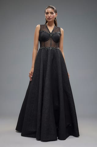 Beaded Patchwork Corset Gown 