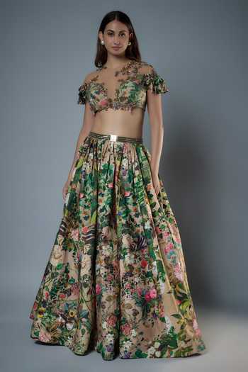 Rocky Star Botanical Print Lehenga & Embellished Blouse 