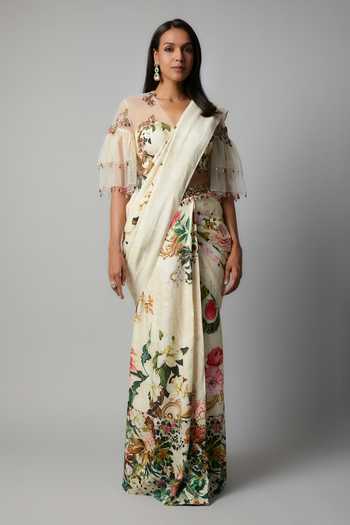 Rocky Star Garden Fiore Print Pre-Draped Saree Set 