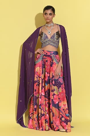 Rishi And Vibhuti Floral Print Lehenga Set 