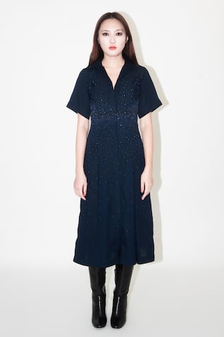 Leh Studios Midnight Gradient Bead Embellished Dress 