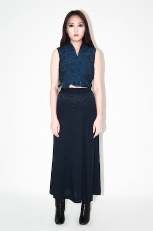 Leh Studios Midnight Gradient Bead Embellished Skirt 