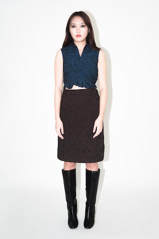 Leh Studios Silk Crumple Textured Skirt 