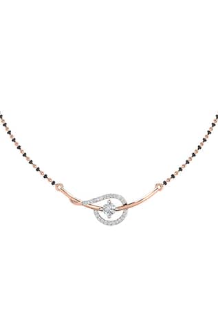 Rose Gold Trellis Swerve Diamond Pendant Necklace 