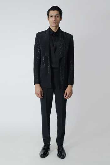 Chhaya Mehrotra Plain Black Silk Satin Shirt 
