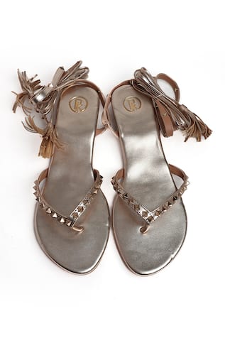 Stone Embellished Tie-Up Flats 