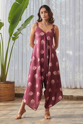 Pasha India x AZA Floral Print Palazzo Jumpsuit 