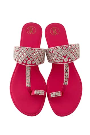 PREET KAUR Resham & Sheesha Embroidered Kolhapuri Flats 