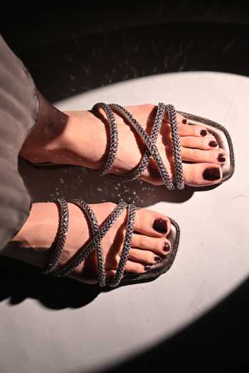 Elviraa By Pranali A Oswal Rhinestone Strappy Flats 