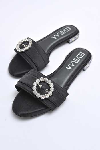 Elviraa By Pranali A Oswal Stone Embellished Buckle Flats 