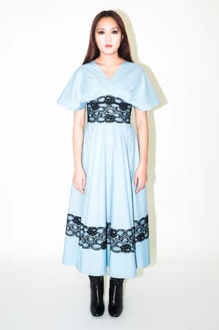 Leh Studios Powder Blue Lace Embellished Maxi Dress 