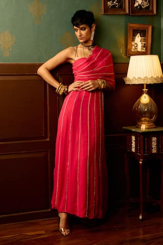 Reeti Arneja Cosmo Pipe Embellished Saree Gown 