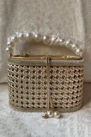 Gold Pearl Handle Bucket Bag 