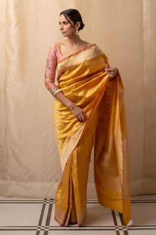 Priyanka Raajiv Maghi Pattidaar Jaal Pattern Saree With Running Blouse 