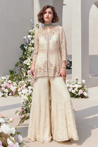 SAISHA Embroidered High-Low Kurta & Sharara Set 