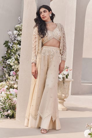 SAISHA Embroidered Pearl Jacket Sharara Set 