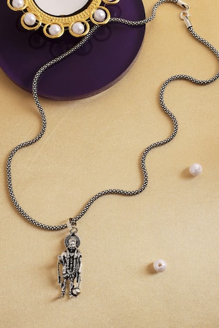 3D Hanuman Carved Pendant Necklace 