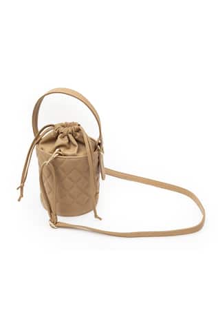 SG Collection By Sonia Gulrajani Beige Quilted Bucket Bag 