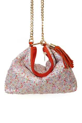 SG Collection By Sonia Gulrajani Orange Tweed Sling Bag 